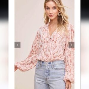 ASTR The Label Plisse Long Sleeve Tie Dye Bodysuit Size XS